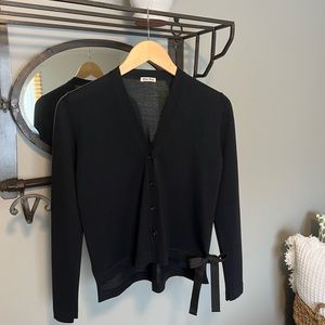 Navy Blue Miu Miu Cardigan with Side Tie